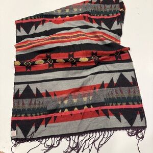 Pistil Tribal Pattern Scarf - Red, Black, Gray